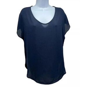 Ann Taylor LOFT Sheer Blouse Women's Size Small Blue workwear